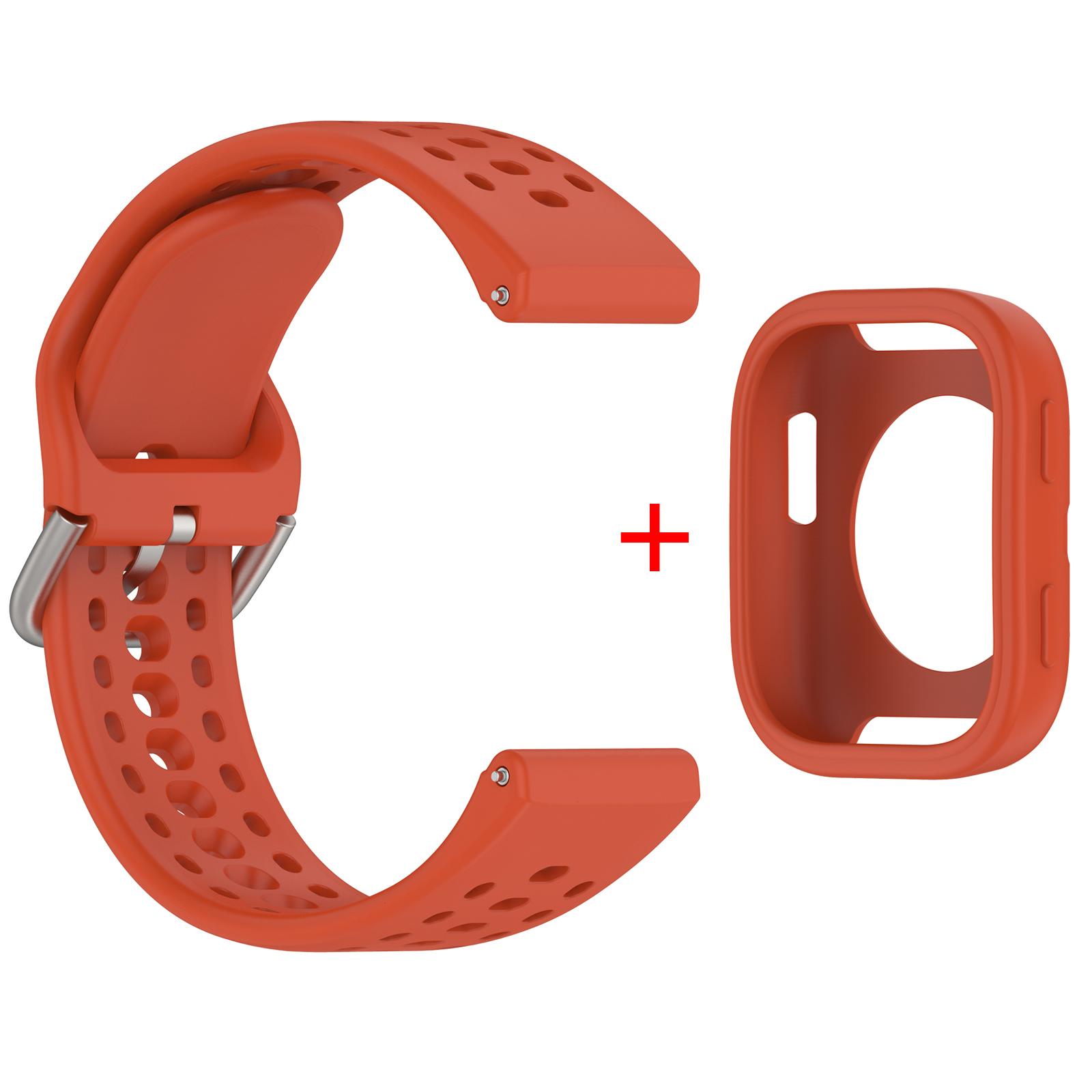 

Оригинальный силиконовый+чехол для Amazfit Bip 6, аксессуары для ремешка, мягкий дышащий ремешок Correa+защитная накладка-бампер для браслета Amazfit Bip6 For Amazfit Bip 6 красный