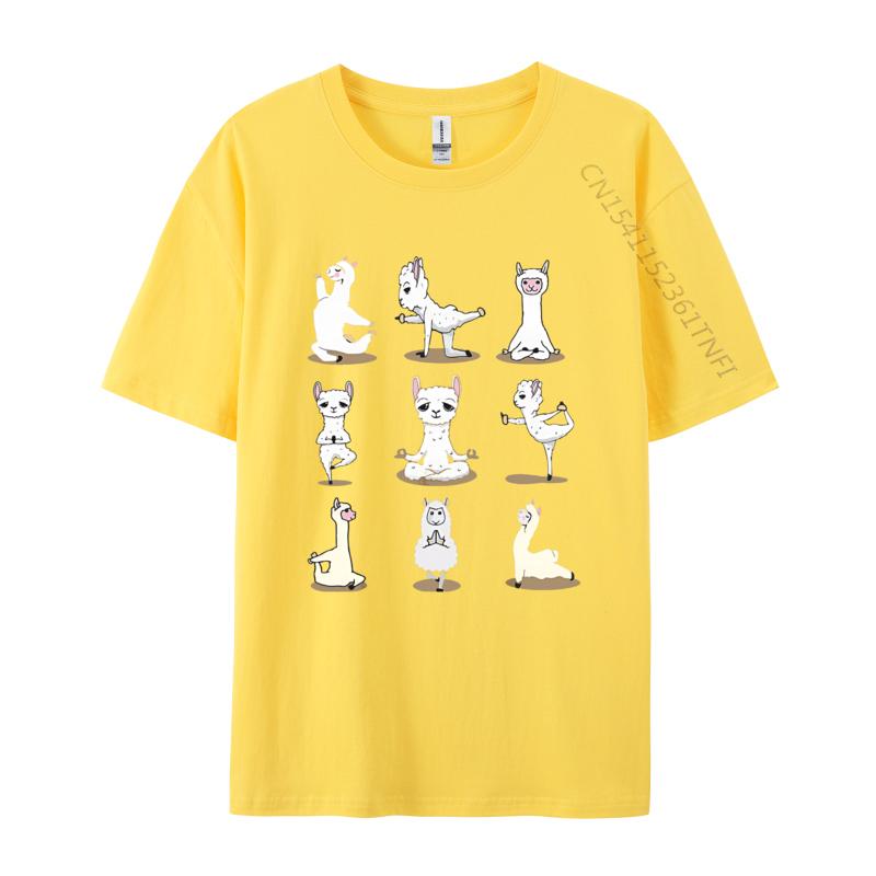 Llama Yoga Poses Yoga Peace Summer TShirt Casual Cotton Mens Tops T Shirt Normal On Sale T Shirt Black