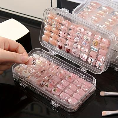 Nagelkunst-Aufbewahrungsbox, Transparente Display-Aufbewahrungsbox für Nagelzubehör, 3-stufiges faltbares Nagellager-Box-Set, für Press-on-Nägel