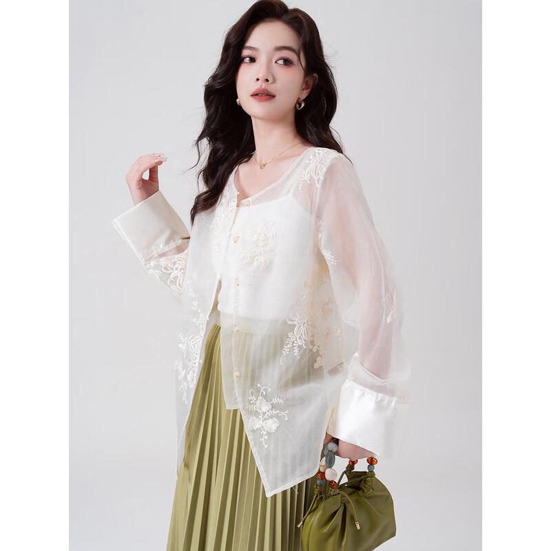 Women s Embroidered Semi-Transparent Cardigan