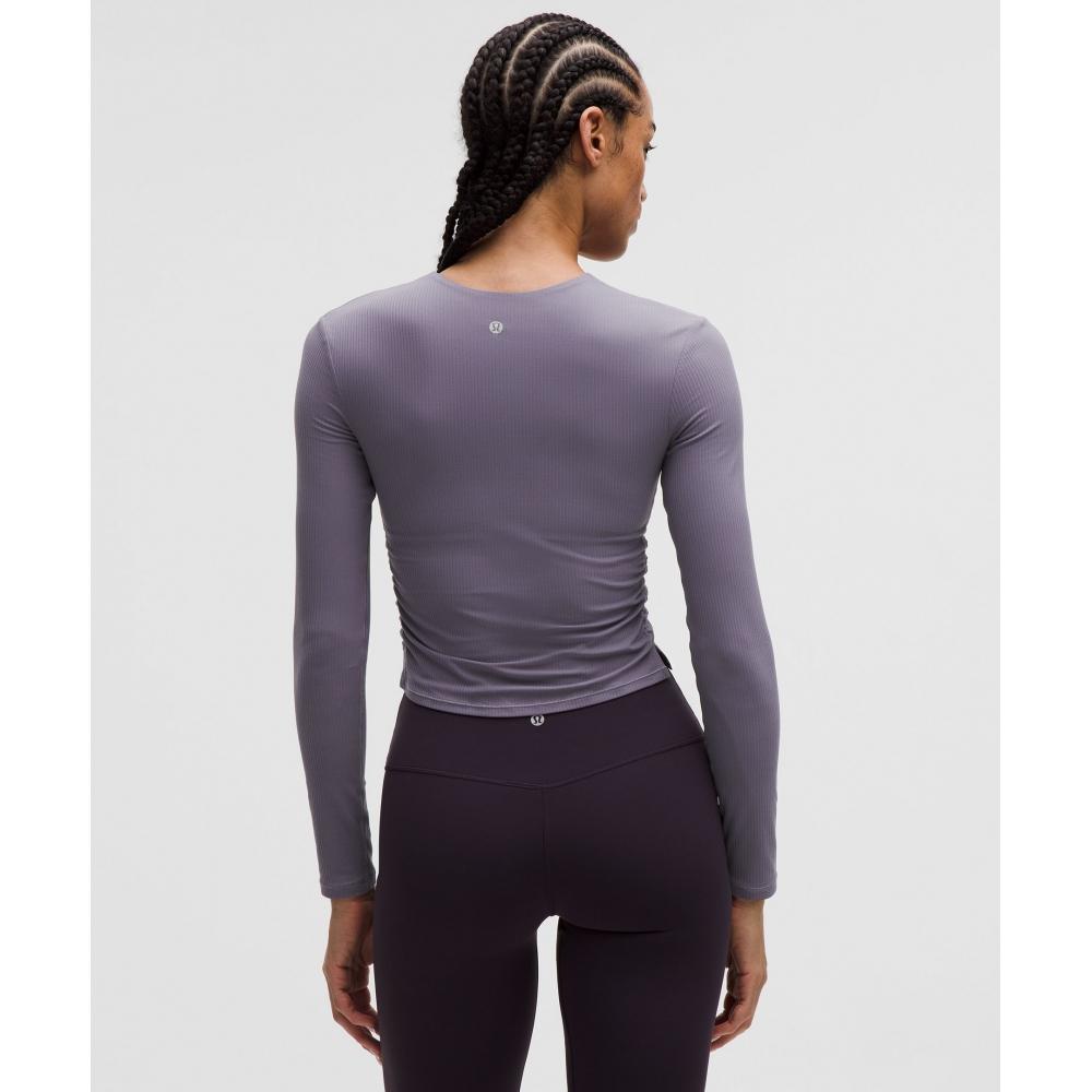 Lululemon All It Takes RiBBeD Nulu V Neck Long sleeVe Shirt  B D Cups Grape Mist