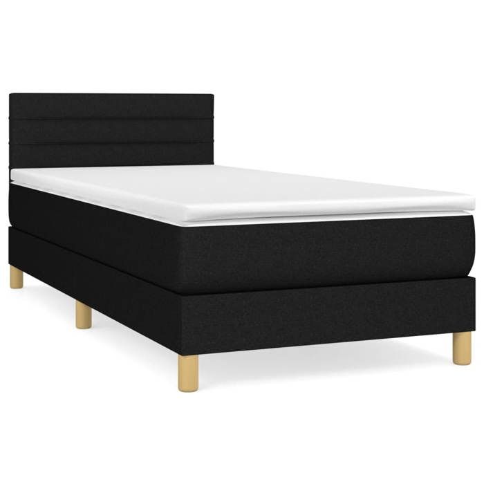 Maison Exclusive - Sommier à lattes de lit avec matelas Noir 90x200 cm Tissu