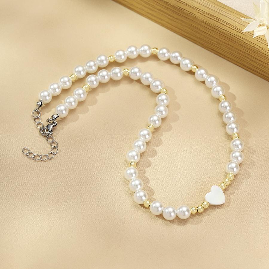 Elegant Star Heart Imitation Pearl Choker Necklace For Women Beaded Chain For Bridal Party Daily Wear Jewelry Beach Accessory