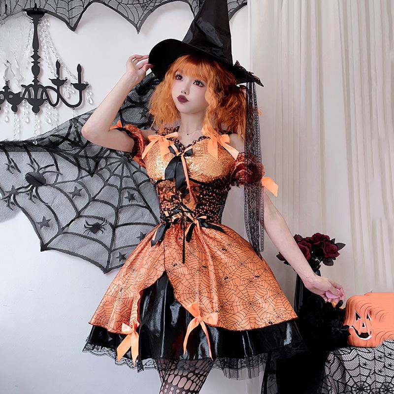 Halloween Adult Costume Witch Costume Masquerade Cos Show Costume Pumpkin Witch Costume Cosplay Dress