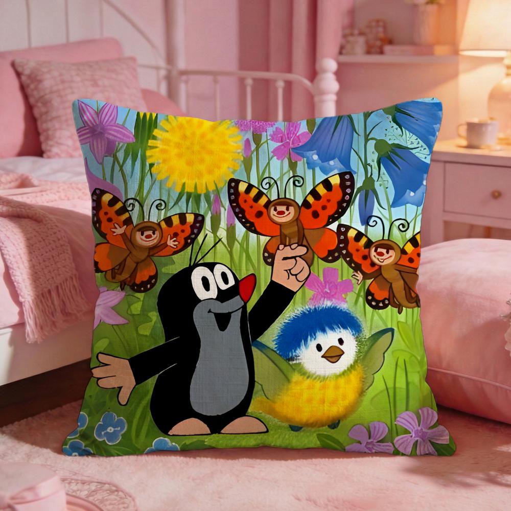 TThe Little MoleS Anime Cushion Cover Premium Comfort Reversible Pillow Cove Two In One Design For Any Room Car Interior