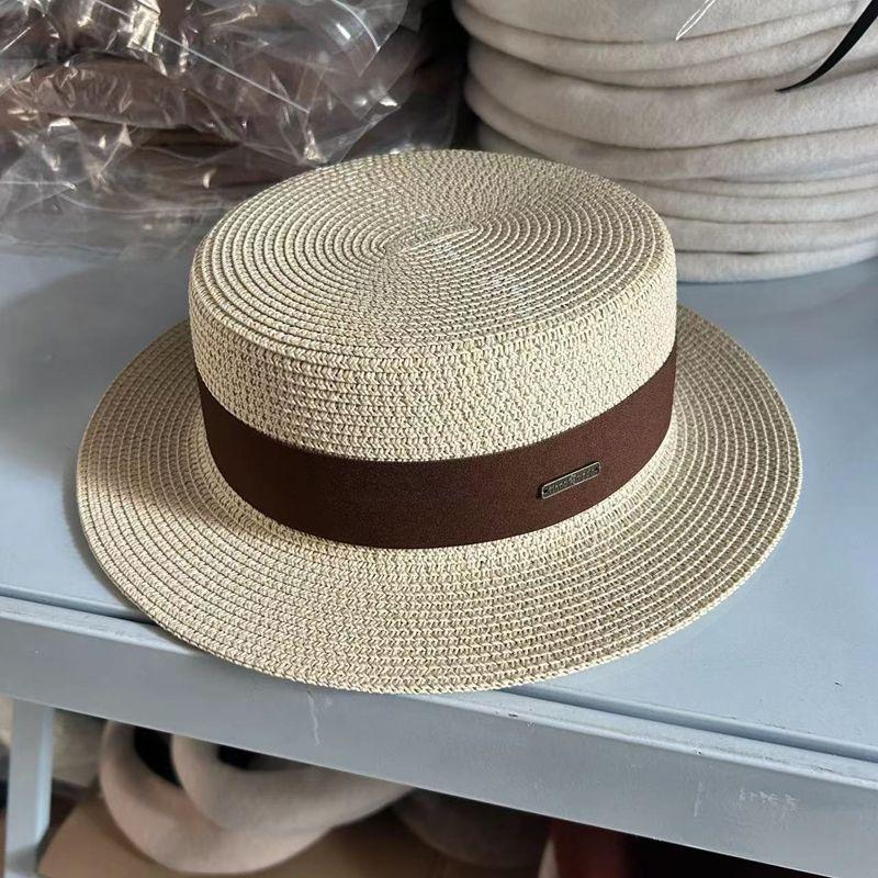 New Hat Women's Spring and Summer Flat Top Top Hat Adjustable French British Sunshade Sunscreen Travel Versatile Seaside