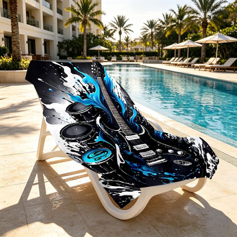 Fender Print Beach Towel Design, Soft, Lightweight. for Home Bathroom, Spa, Pool, Yoga, Surfing, Camping, Gift for Family, Friend