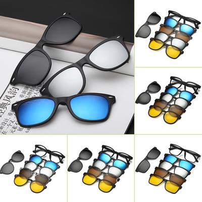 5 Pieces Clip On Sunglasses Polarized Magnetic Glasses Spectacle Frame Men Women  Optical Glasses