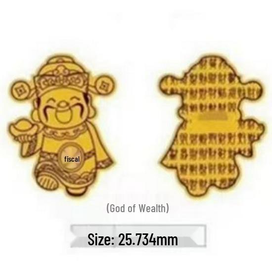 Gold Foil Lucky Cat & God of Wealth Phone Sticker – Prosperity Charm, Treasure Vault Gift