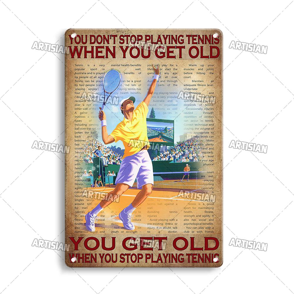 Mfoever Tin Sign Artisian SPORT Metal Sign Tennis Tin Poster Decorative Plate Badminton Cricket Pickleball Plaque Wall Decor Garage Bar Pub Club