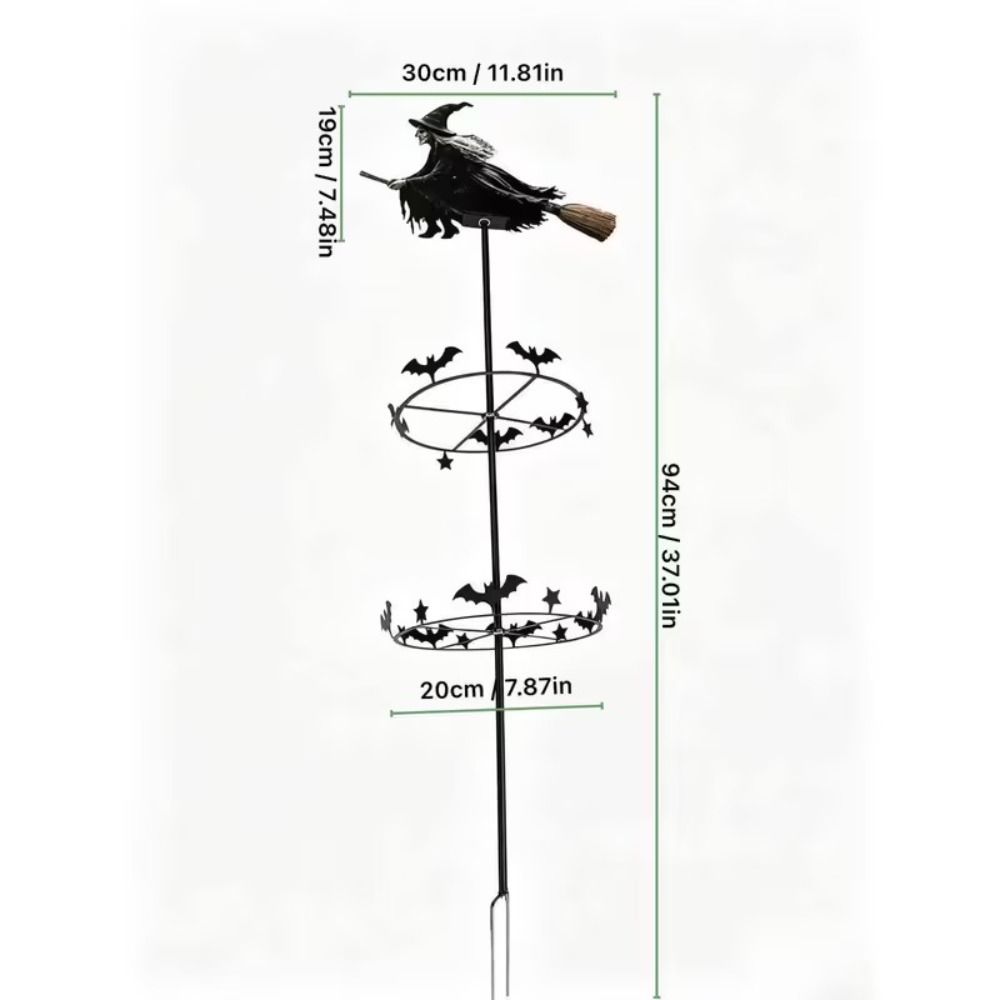 Metal Outdoor Garden Stake Decoration Decoration-witch Garden Wind Spinner  Halloween