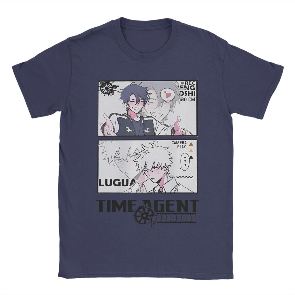 Αστεία Μπλουζάκια Anime Lu Guang για Άνδρες, Στρογγυλή Λαιμόκοψη, Βαμβακερά T-Shirts, Πράκτορας του Χρόνου, Κοντομάνικο T-shirt, Μεγάλα Μεγέθη, Εμπορεύματα
