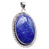 Lapis Lazuli Natural Gemstone Antique Silver Plated Pendant 2" J 1037