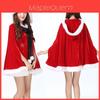 Atemberaubender Damen Weihnachts-Rot-Samt Nikolaus Umhang Kapuze Xmas Cosplay Kostüm
