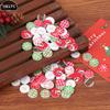 100Pcs/Pack Red, Green 15MM Christmas Painted Tree Snowflake Snowman Wooden Buttons Holiday Decoration Red Green Wooden Buttons