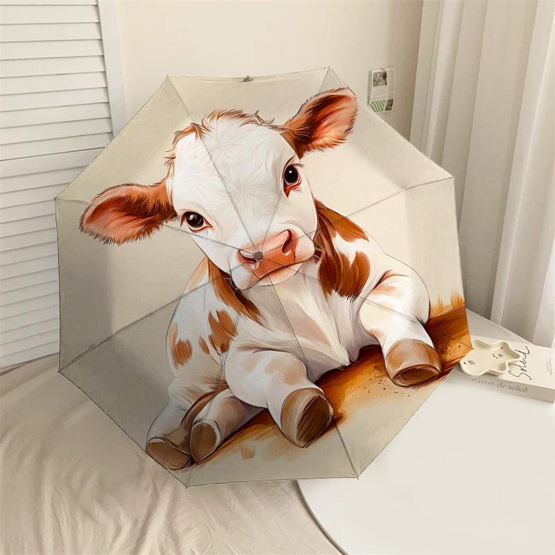 

1PC cow calf Umbrella-8-Rib Reinforced Portable Folding Travel Suitable for All Seasons Outdoor Daily Use-H0315