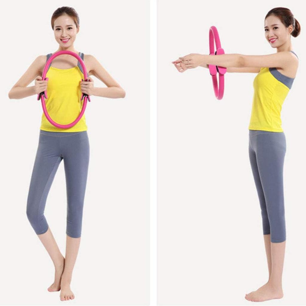 Anello Pilates Cerchio, Anello Fitness Cerchio Magico, 4 Colori 1,4 pollici Anello Yoga a Doppia Presa Cerchio di Resistenza per Cosce e Gambe Fitness