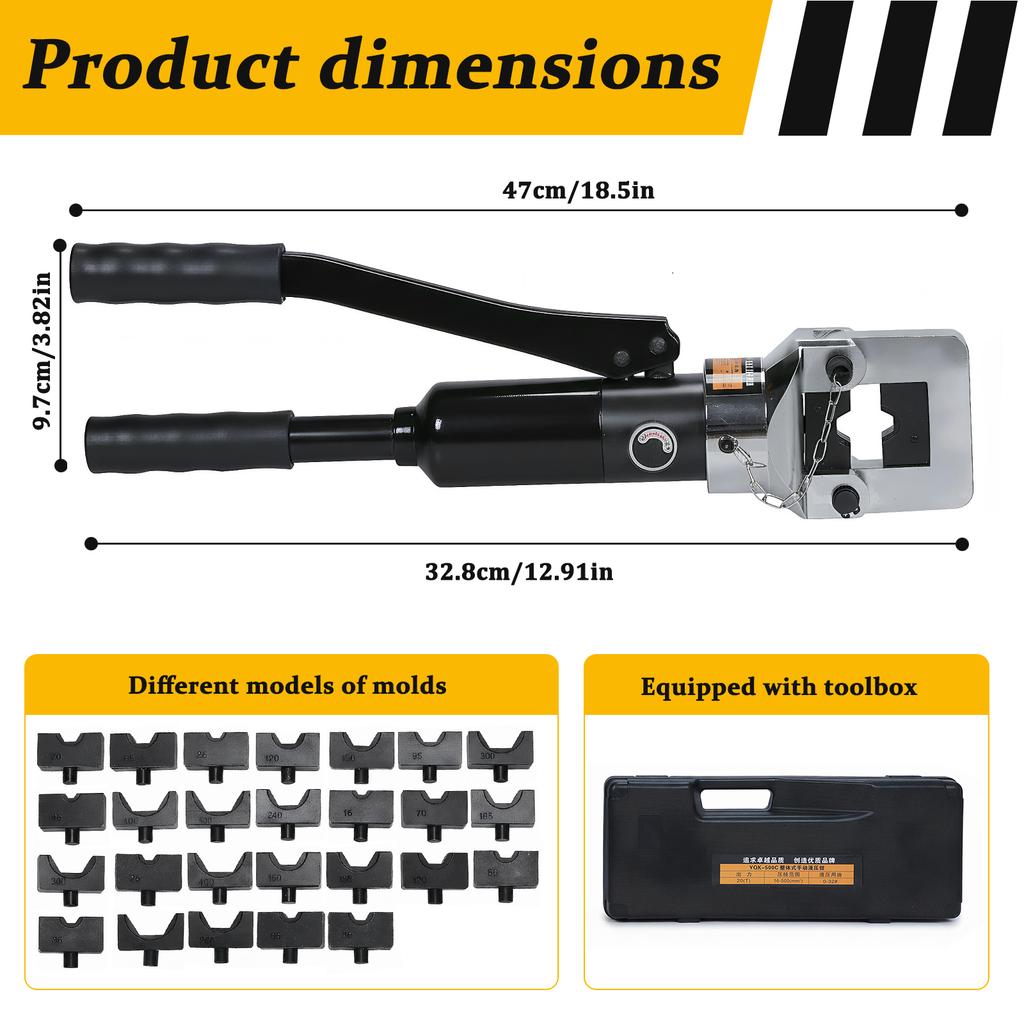 YQK-30/YQK-240 Integral Hydraulic Plier with Toolbox Convenient Cable Crimping Pliers Thicken for Repair/Industrial/Electrical