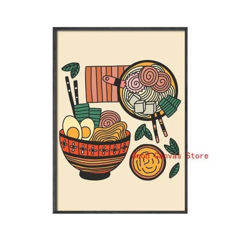 Japanese Food Posters Funny Ramen Noodles Sushi Canvas Painting Print Wall Art Picture for Restaurant Kitchen Home Decor Cuadros