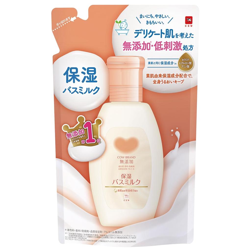 Cow brand Fragrance-Free Bath Milk, 560ml Bottle - Hypoallergenic & Moisturizing