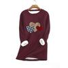 Women Crew Neck Long Sleeve Sweatshirt Plaid Leopard Heart Print Casual Loose Warm Pullover Tops