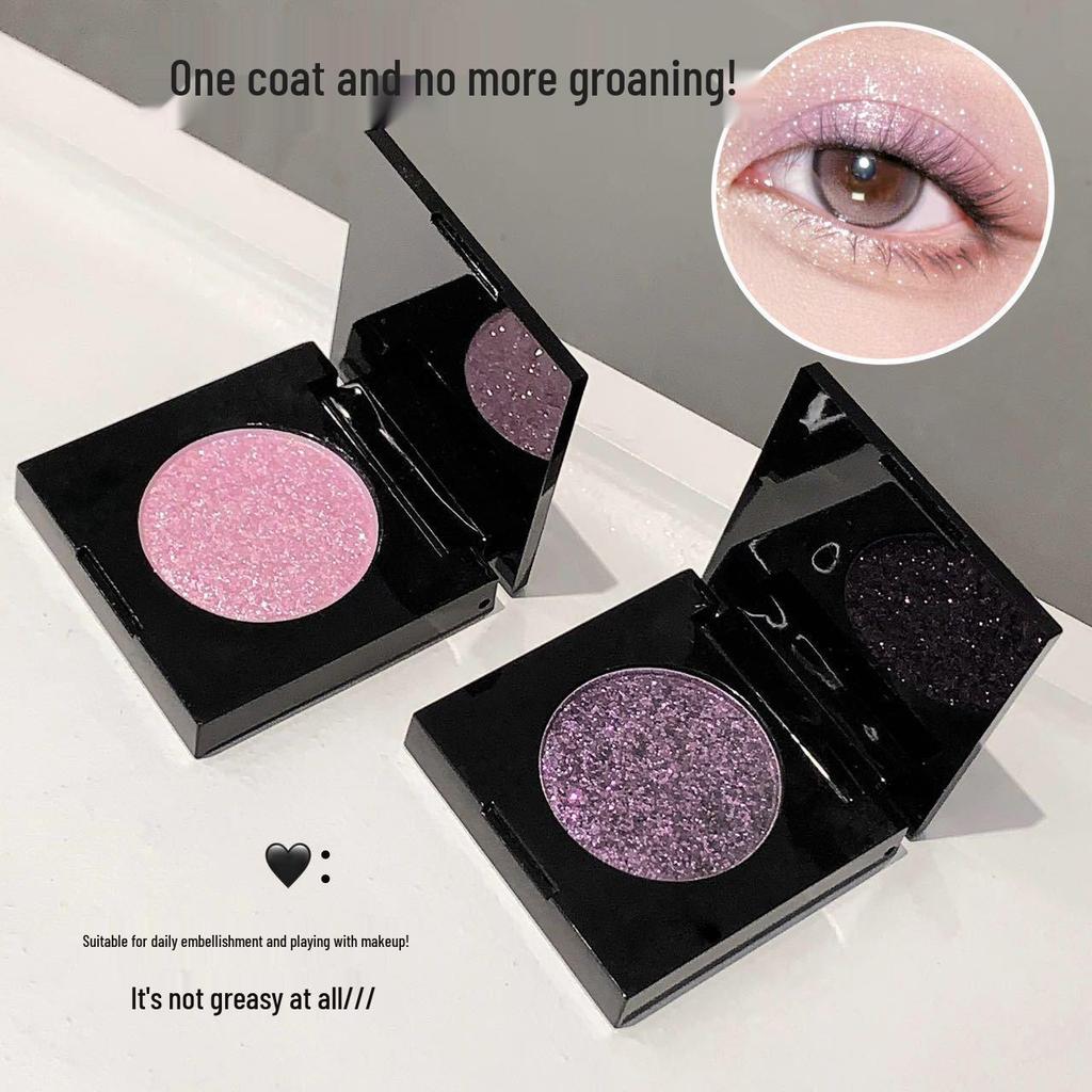 Kakashow Black Shimmer Eyeshadow: Fine Glitter Pearl for Beginners, Highlighting & Under-Eye Makeup
