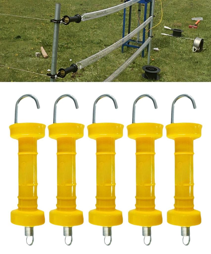 Leap Raupe Electric Fence Gate Clips, Electric Fence Gate Grip Handles, 23cm, Yellow (5 Yellow Electric Fence Grips, 23cm each)