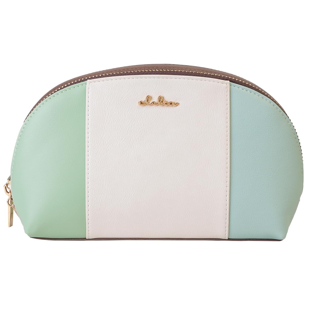 

Трехцветная косметичка большого объема с двойной молнией серии Riberte [Clelia] [CL-17088] (Алибио Грин)