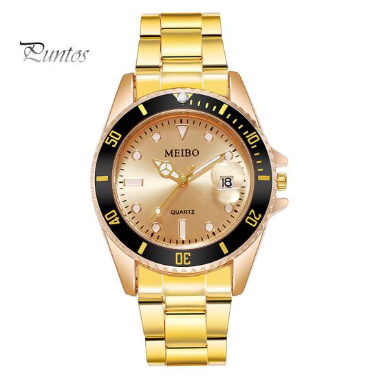 Quartz Watch Men Accurate Round Dial 30m Waterproof Auto Date Shock Resistant Male Chronograph Stainless Steel Strap Wristwatch Automatic Clock