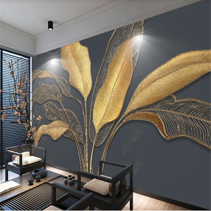 Modern Wallpaper for Living Room Plant Flowers Leaves Wallpaper TV Sofa Background Wall Papers Home Decor Mural