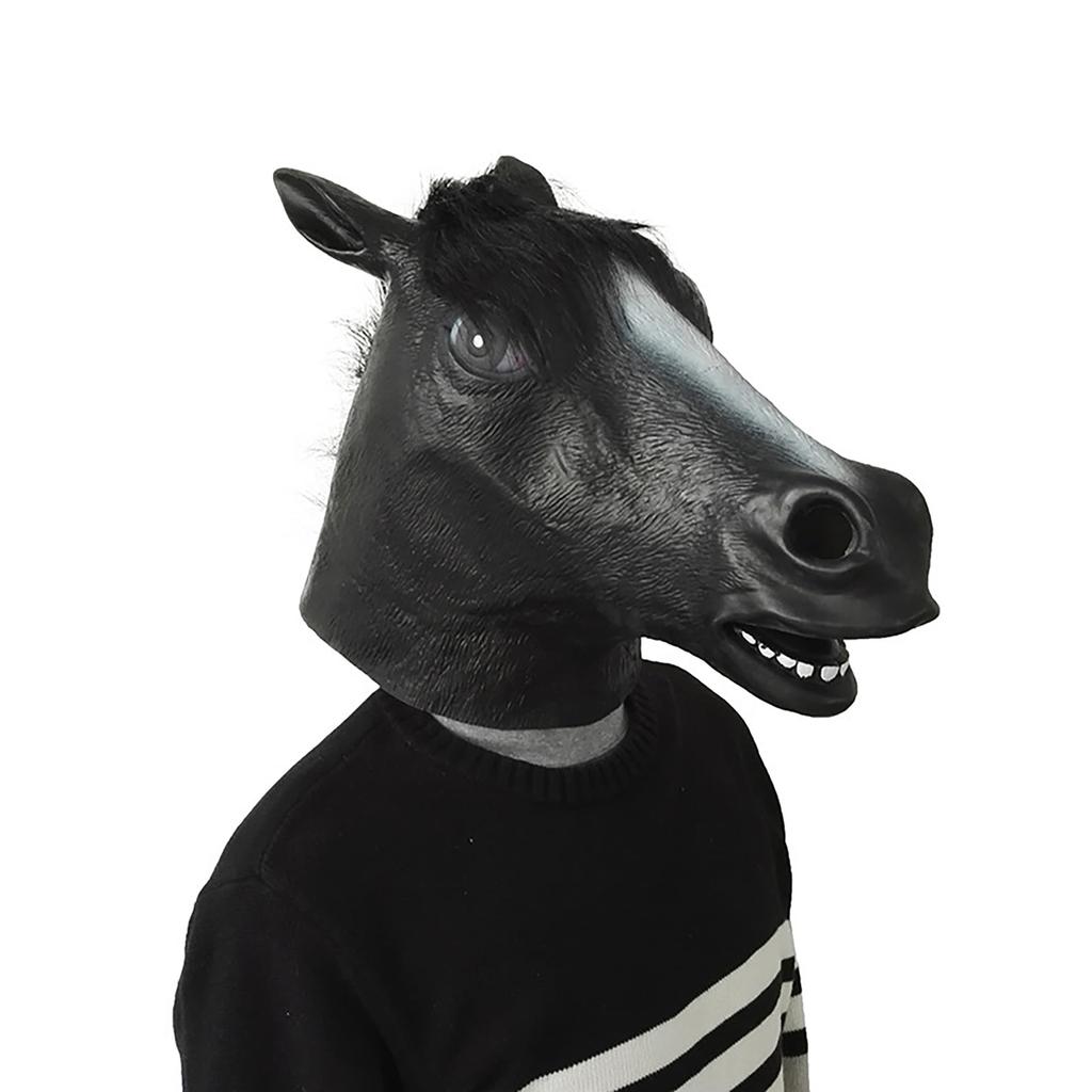 [ShuaWdk] Lustige Pferdemaske Realistischer Tierkopf für Halloween-Kostüme. Gummi-Cosplay-Requisiten für Kostümpartys und Geburtstage (Schwarzer Pferdekopf)