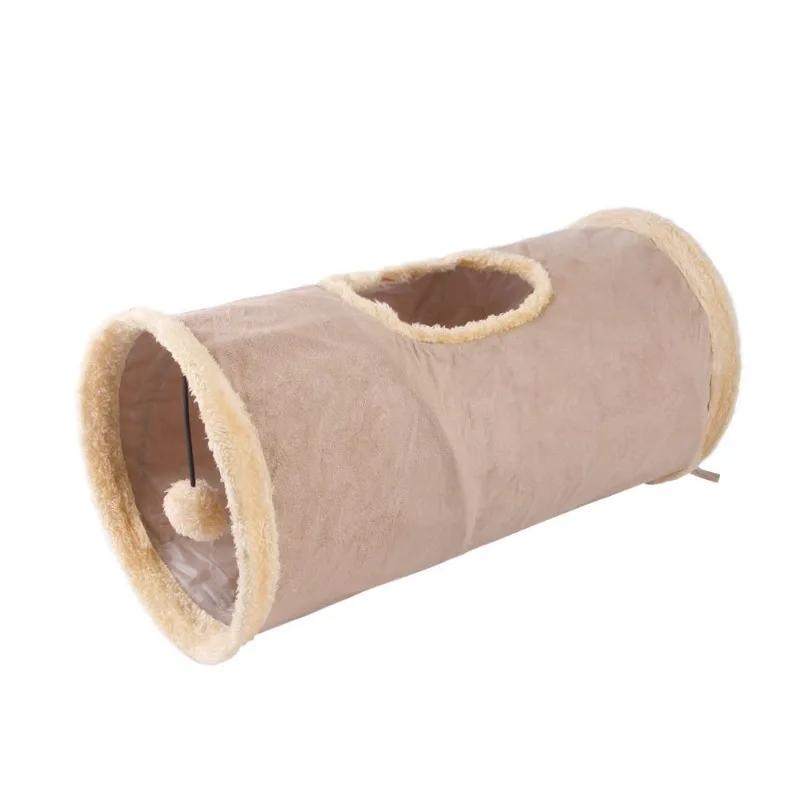 Collapsible Cat Tunnel Pet Toys with Ball Kitten Play Tube for Large Cats Dogs Bunnies with Ball Fun Cat Toys 2 Suede Peep Hole