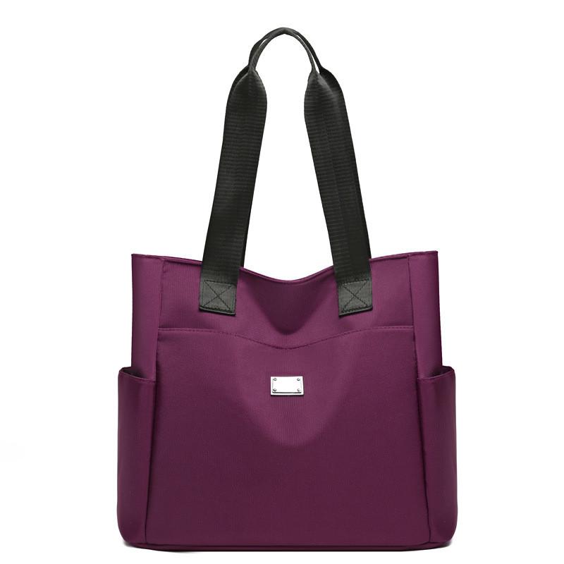 Borsa a Tote in Nylon da Donna Grande Capacità Stile Urbano Con Chiusura a Zip Per Uso Quotidiano