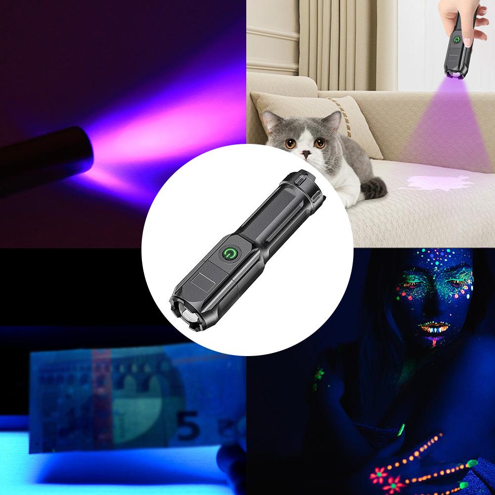1-10PCS UV Flashlight LED Ultraviolet Torch 395nm Zoomable Mini Flashlight Inspection Lamp for Pet Urine Stain Detector Lights