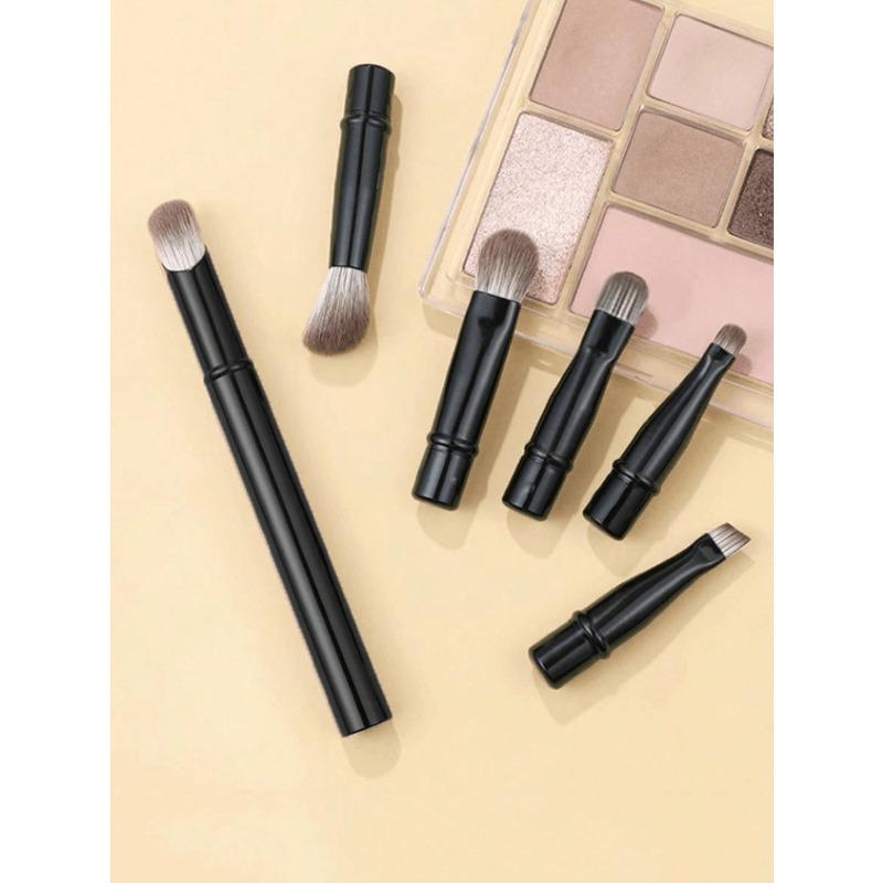 6pcs Portable Makeup Brush Set, Detachable Brush Heads, Mini Travel Makeup Brushes Nose Contour Brush, Concealer Brush, Eyeshadow Brush