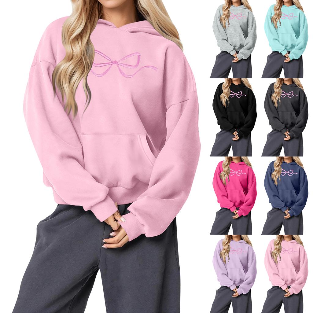 Women's Fashion Women's Lightweight Long Sleeve Pullover With Pockets Preppy Graphic Hoodie