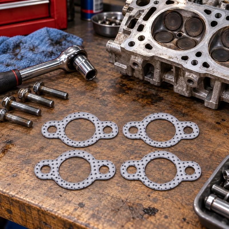 Carbon-Composite Cylinder Head Gasket Kit, Formed Center and Side Openings, Part 24 041 49-S for Engine Sealing Component Replacement