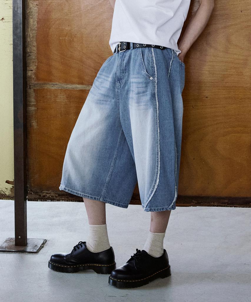 P.IN.O Cutoff Bermuda Denim Pants - Light Blue