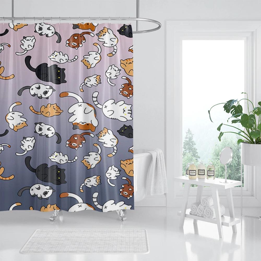 Cute Cats Shower Curtain: Adorable, Playful Bathroom Decor for Fun, Whimsical Ambiance, Cheerful Vibes, and Joy