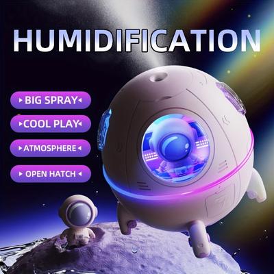 Portable Mini Air Humidifier with LED Light 220ml USB Cool Mist Space Capsule Aroma Essential Oil H2o Diffuser Astronaut