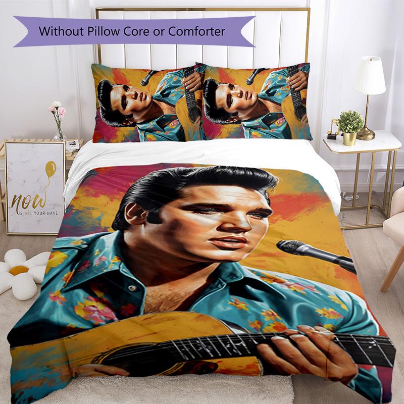 Elvis 3-teiliges Bettwäsche-Set Bettbezug Verschluss Enthält 1 Bettbezug & 2 Kissenbezüge für Alle Jahreszeiten Schlafzimmer Zuhause Wohnheim Dekor