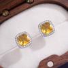 New Korean Classic Multiple Color Options Shining Dopamine-colored Zircon Square Stainless Steel Stud Earrings for Women Jewelry