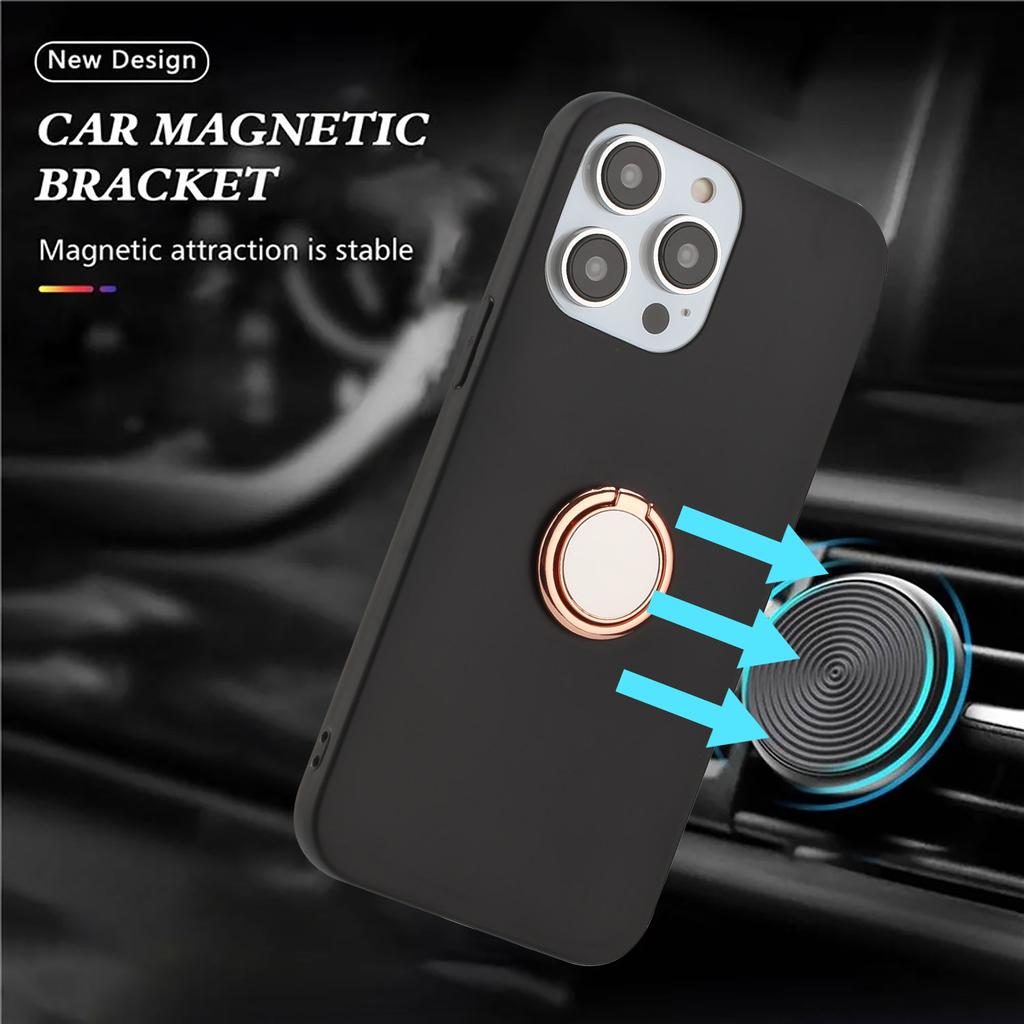 Matte Shell for iPhone 13 Pro Max 6.7 Inch TPU Cover Mobile Phone Case with Ring Kickstand
