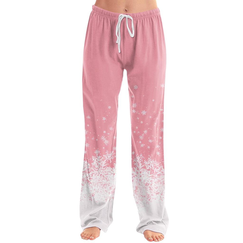 Women's Christmas Print Casual Pants with No Pockets for Holiday Lounging and Everyday Wear