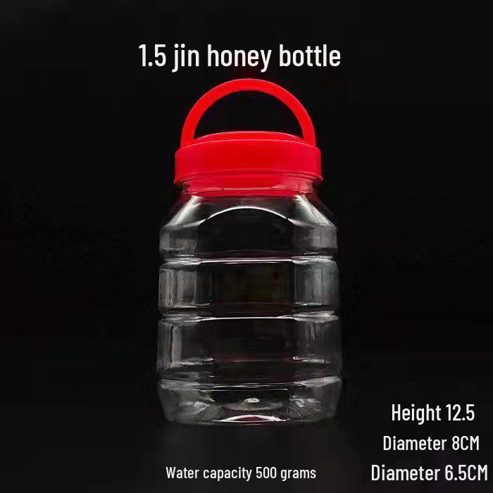 1.5 Jin Plastic Honey Bottle - 1 Jin Capacity, Food Grade, Thickened, Sealed Storage for Chili Sauce, 500g