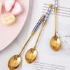 Stainless Steel Coffee Stirring Spoon Ice Cream Tea Stirring Spoons Vintage Teaspoons with Ceramics Handle Kitchen Tableware