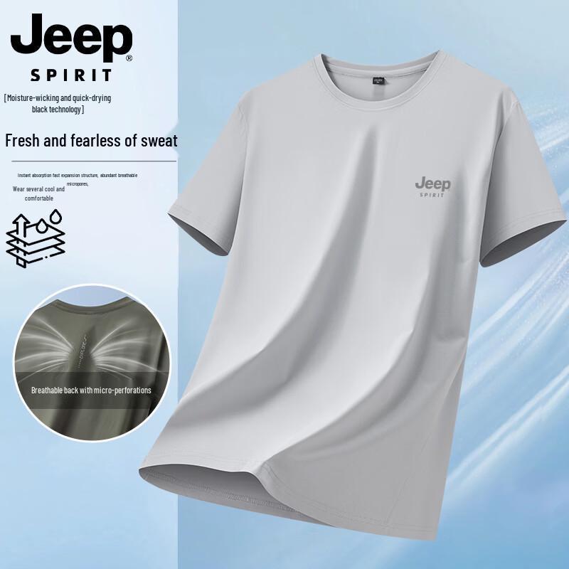 JEEP SPIRIT Men s Ice Silk Quick-Dry Round Neck T-Shirt 3XL