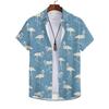Blauer Flamingo Hawaiianhemden Strand Sommer Herrenhemd Tropische Hemden Damen Mode Bluse Kurzarm Urlaubs Tops