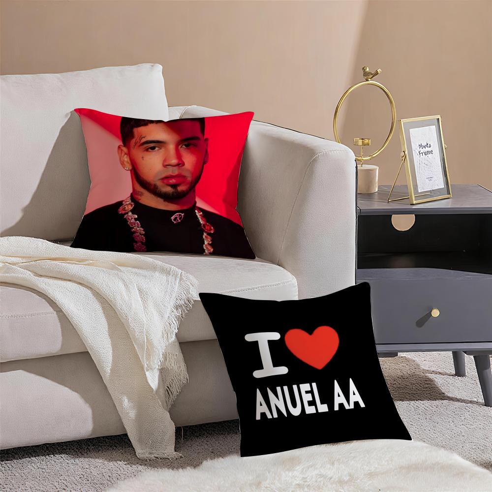 Latin Trap Rapper A-Anuel Aa Cushion Cover Pillowcase Short Plush Invisible Zipper Room Sofa Cushion Cover
