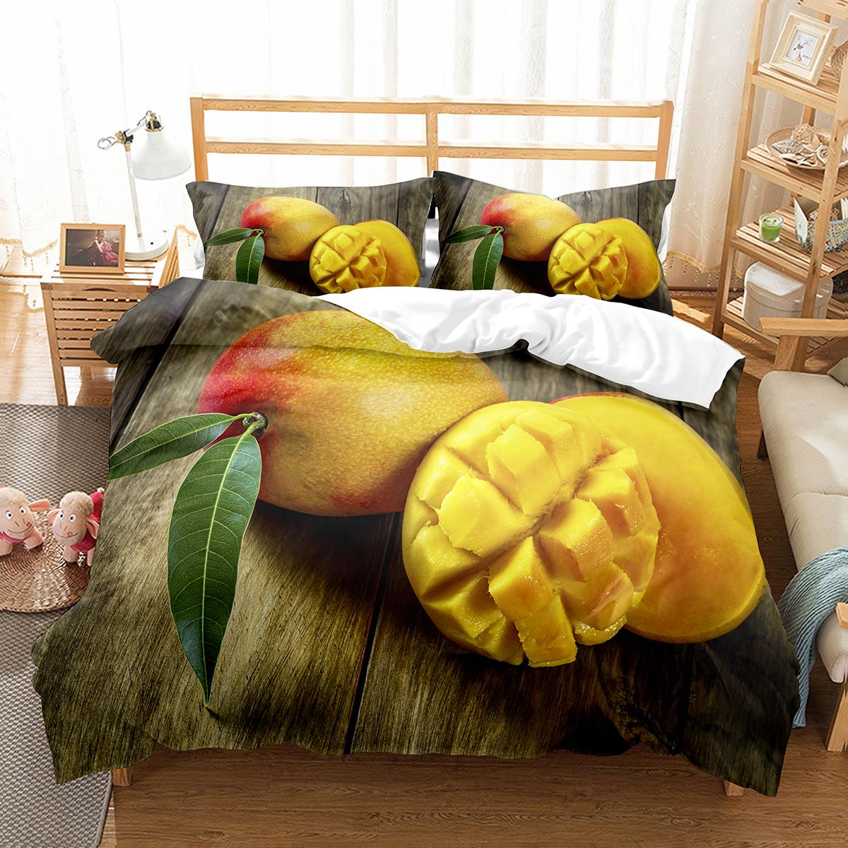 

Mango Duvet Cover Set Fresh Fruit Pattern Comforter Cover For Kids Teens Adults Bedding Set King Queen Twin Size With Pillowcase EU Double(200x200cm)